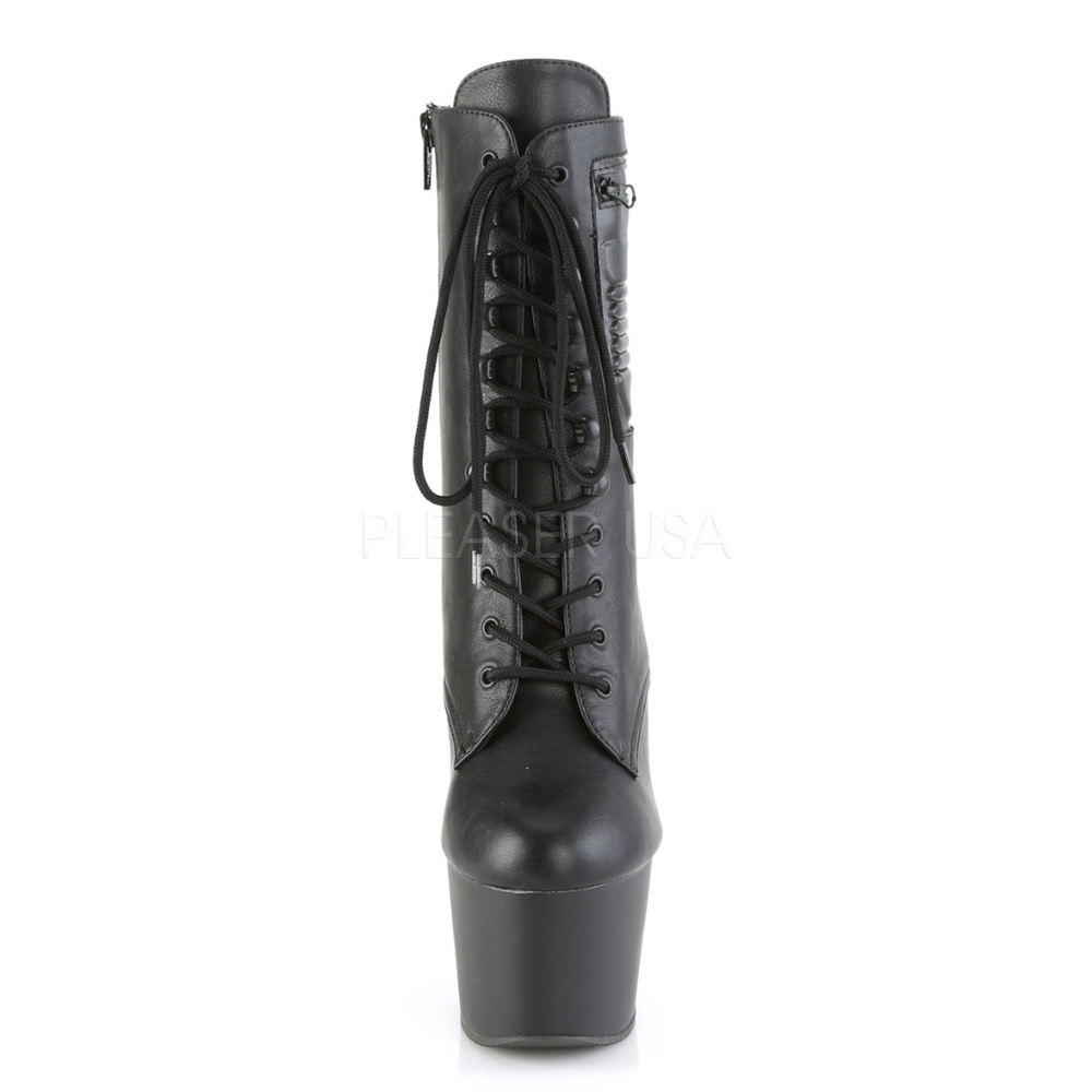 7 Inch High Heel Platform Zip Pocket Ankle Boots - Picture 2 of 5
